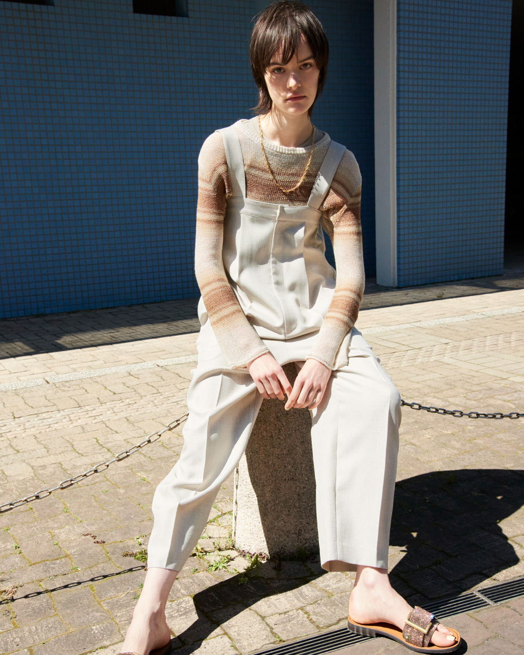 KNIT TOPS 8,910YEN TOPS 5,940YEN ALL IN ONE 14,960YEN NECKLACE 5,500YEN SANDALS 13,970YEN
