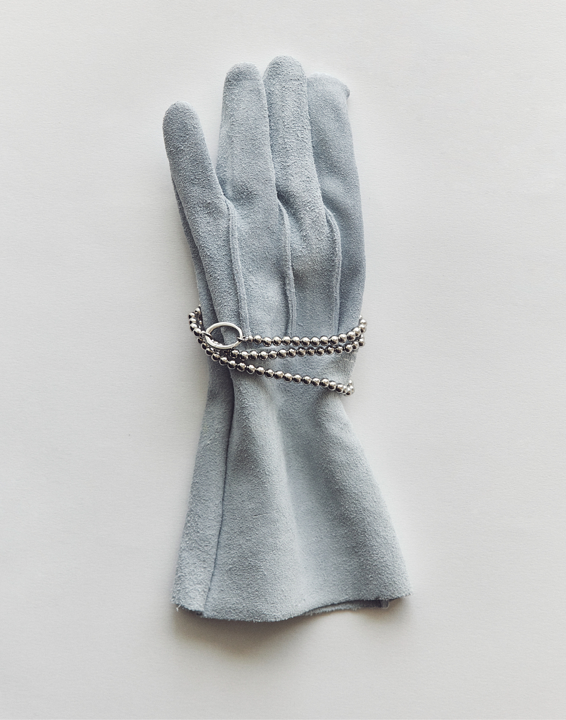 メタルリングパールロングネックレス