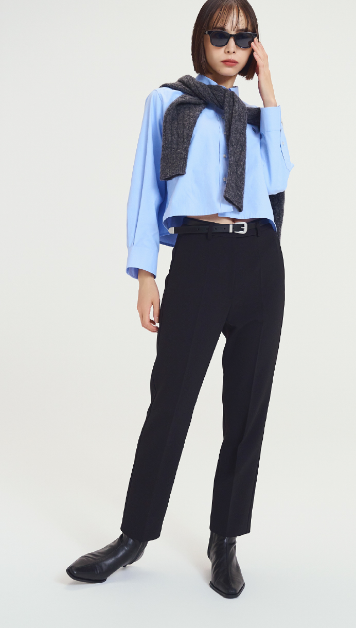 ボタンダウン短丈シャツ