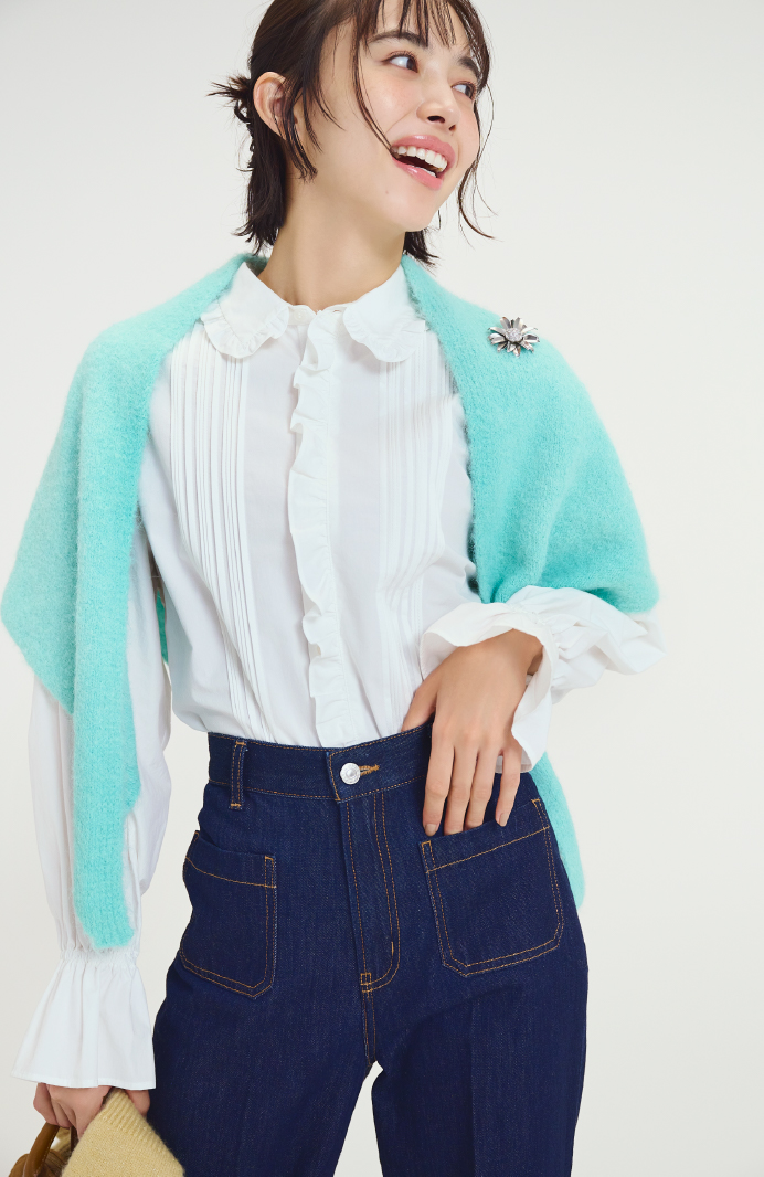 トライアングルストール、ラメリブニットロンググローブ