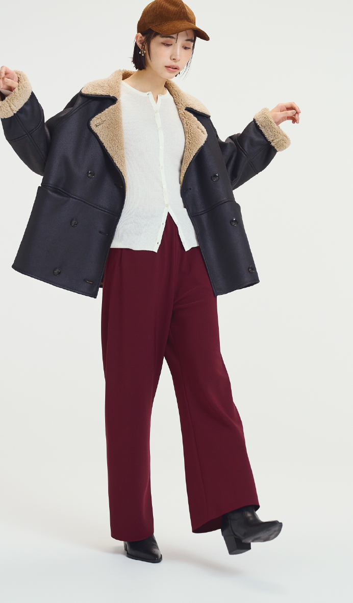 ウエストゴムイージーワイドパンツ、M刺繍コーデュロイキャップ