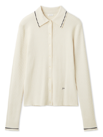 ポロ衿リブニットカーディガン