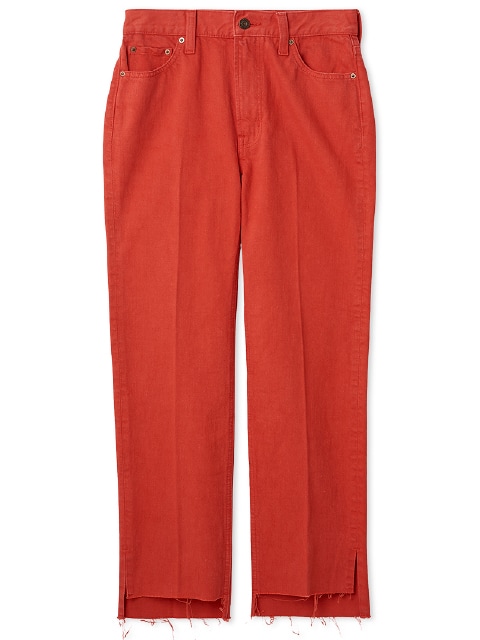 裾段差テーパードデニムパンツ