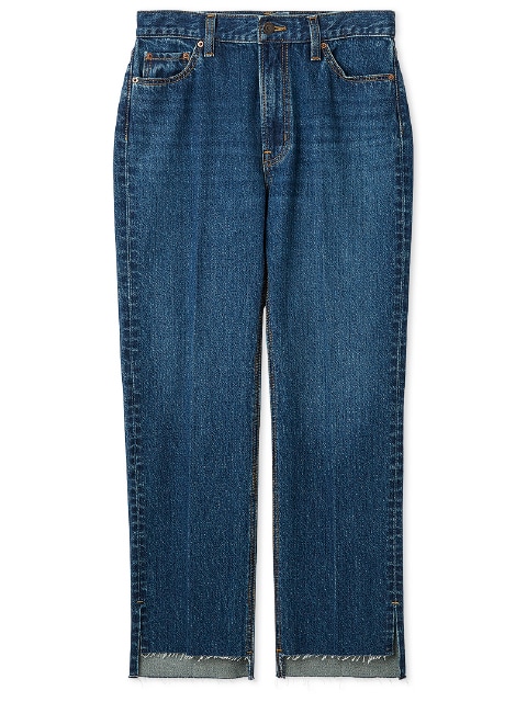 裾段差テーパードデニムパンツ