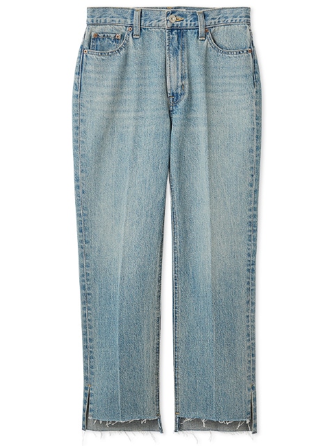 裾段差テーパードデニムパンツ